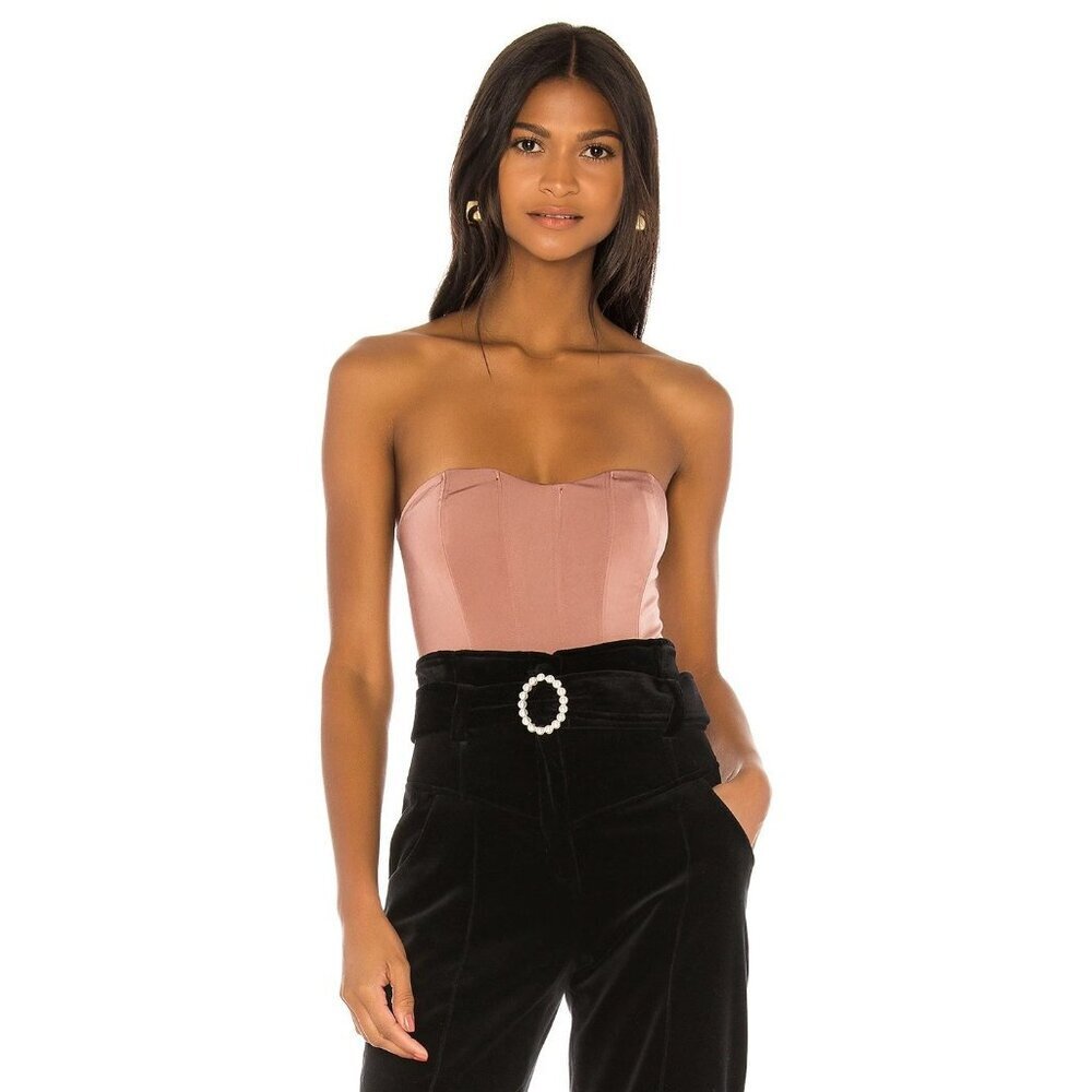 NBD Faerie Bodysuit in Brown in XXSmall New Strapless Satin Top
